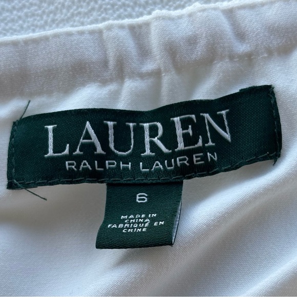 Lauren by Ralph Lauren Cream Crepe Shift Dress With Lace Bell Sleeves - Picture 6 of 11